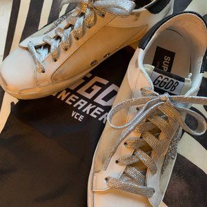 GOLDEN GOOSE SUPERSTAR SNEAKERS W/ METALLIC LACES